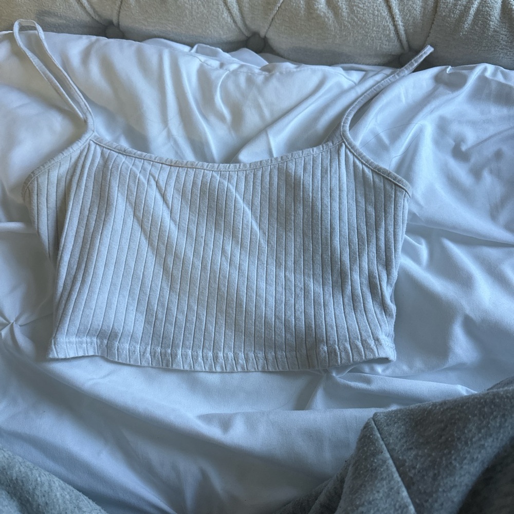 SHEIN White Ribbed Camisole Crop Top